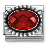 Nomination Composable Classic Link 330607/005 Oval Faceted Red CZ in 925 Silver